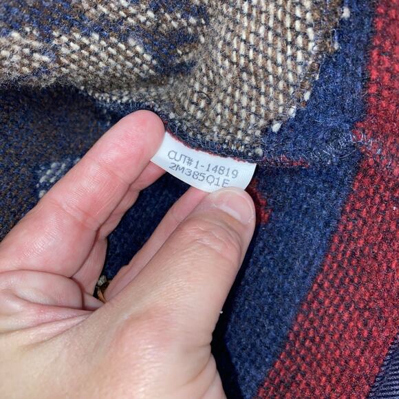 Vintage Cottagecore Jacket Unisex XL Blue Winter Mountains Cabin Wool Cardigan - Picture 9 of 9